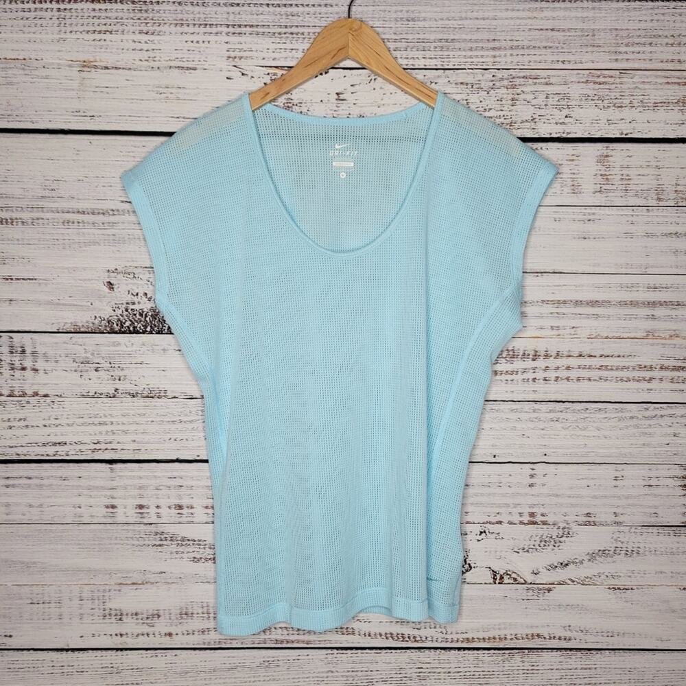 Nike DRI-FIT Short Sleeve Mesh Shirt Light Blue | Medium
